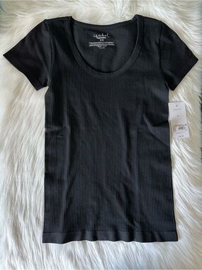 Isabel Maternity by Ingrid & Isabel Black Ribbed Scoop Neck Short Sleeve Tee